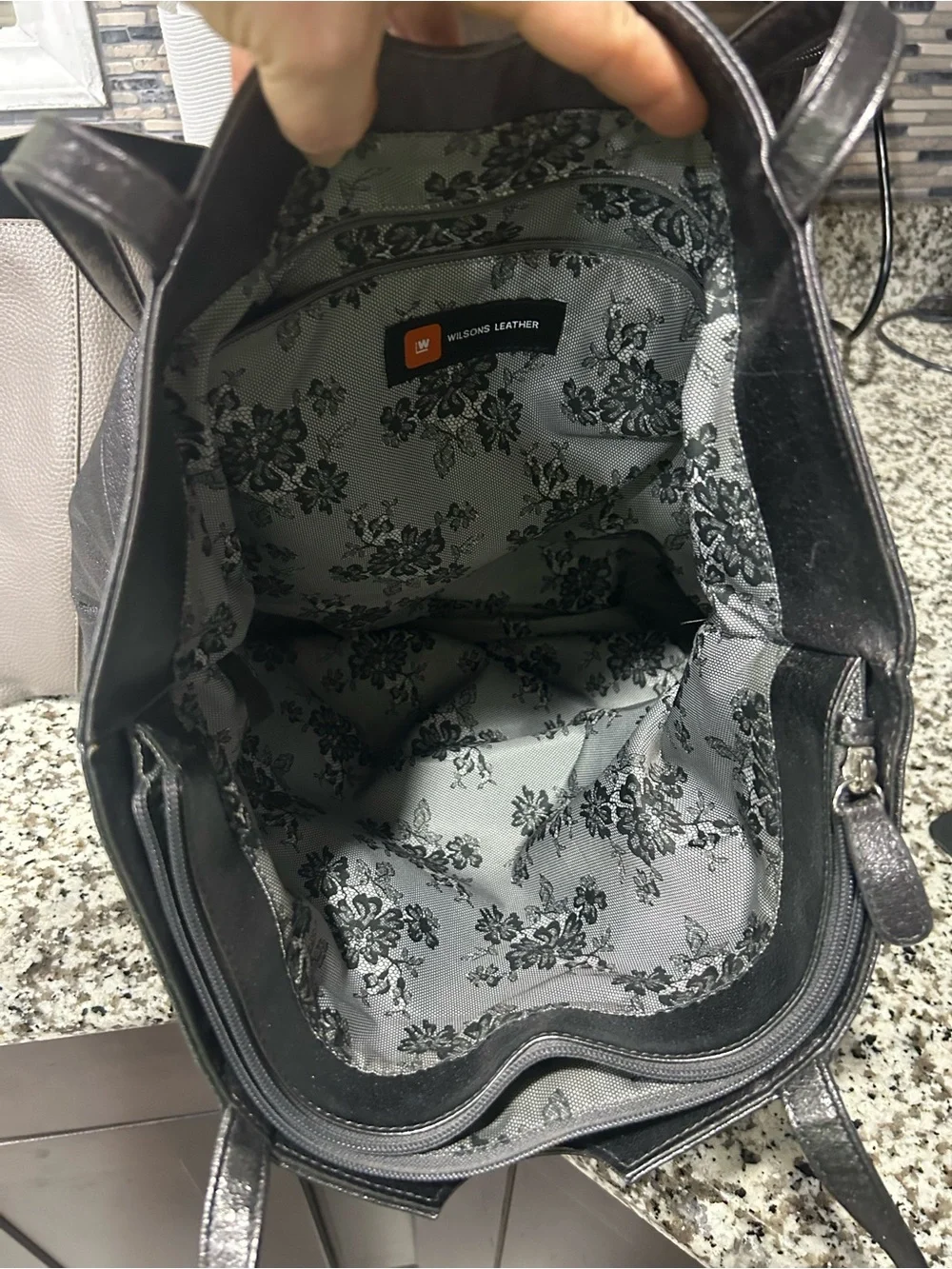 Wilsons Leather Metallic Black Tote